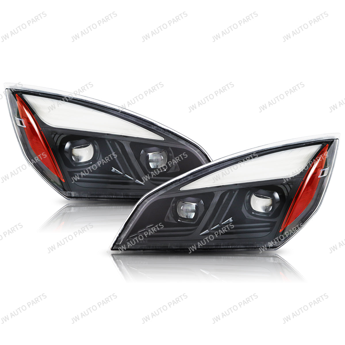 GA-FR-097BR FREIGHTLINER CASCADIA 2018 2019 2020 2021 2022 2023 2024 HEAD LAMP BLACK  WITH OPTICAL LENS R